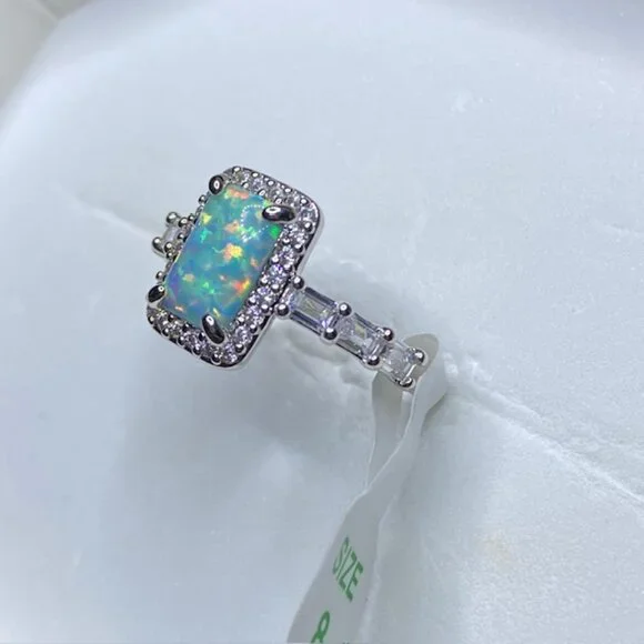 Green Fire Opal Ring RBP6594 Always the Romantic Size 8 - Picture 3 of 5